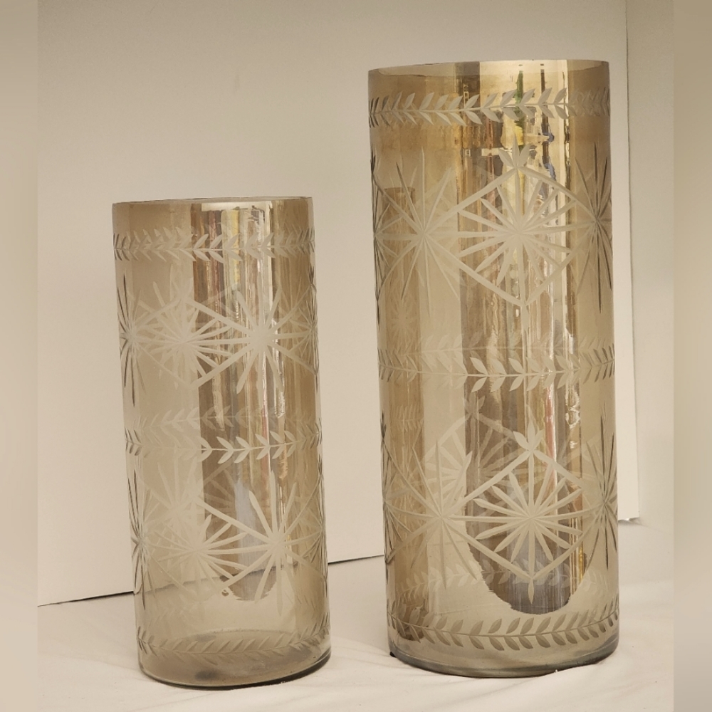 Fantastic Etched Glass Vases/Hurricane